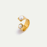 Dual Pearl Open Ring