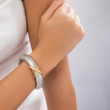 Silver Broad Molten Gold Knot Bracelet
