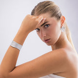 Silver Molten Sculpted Curve Bangle