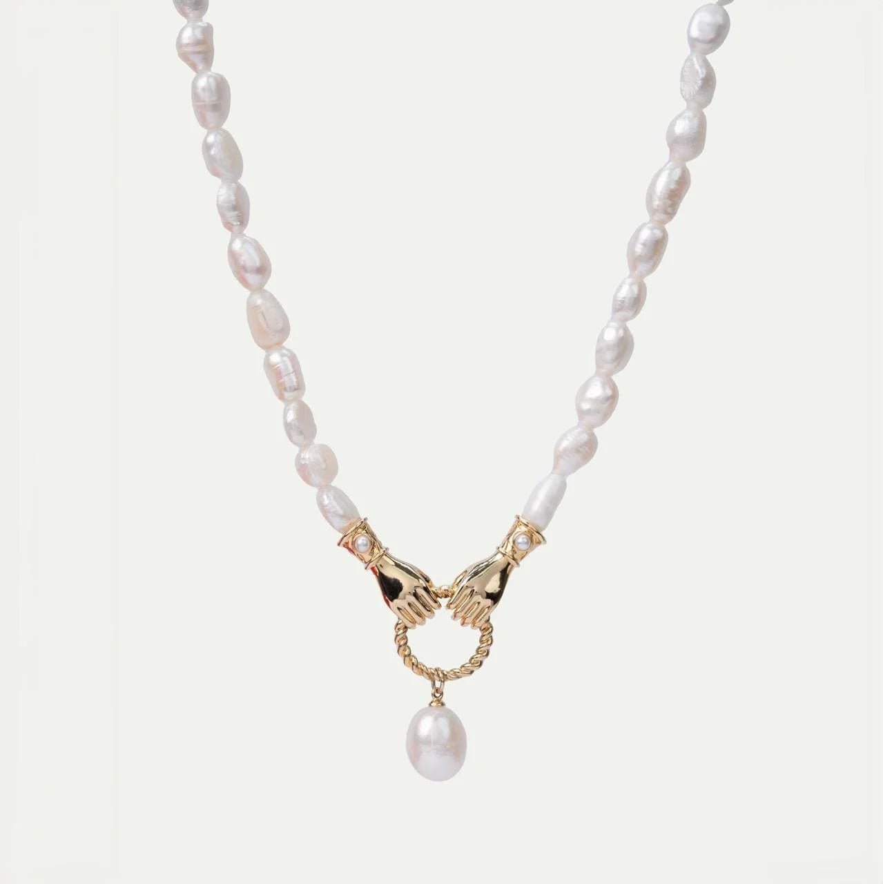 In Good Hands Pearl Drop Pendant Necklace