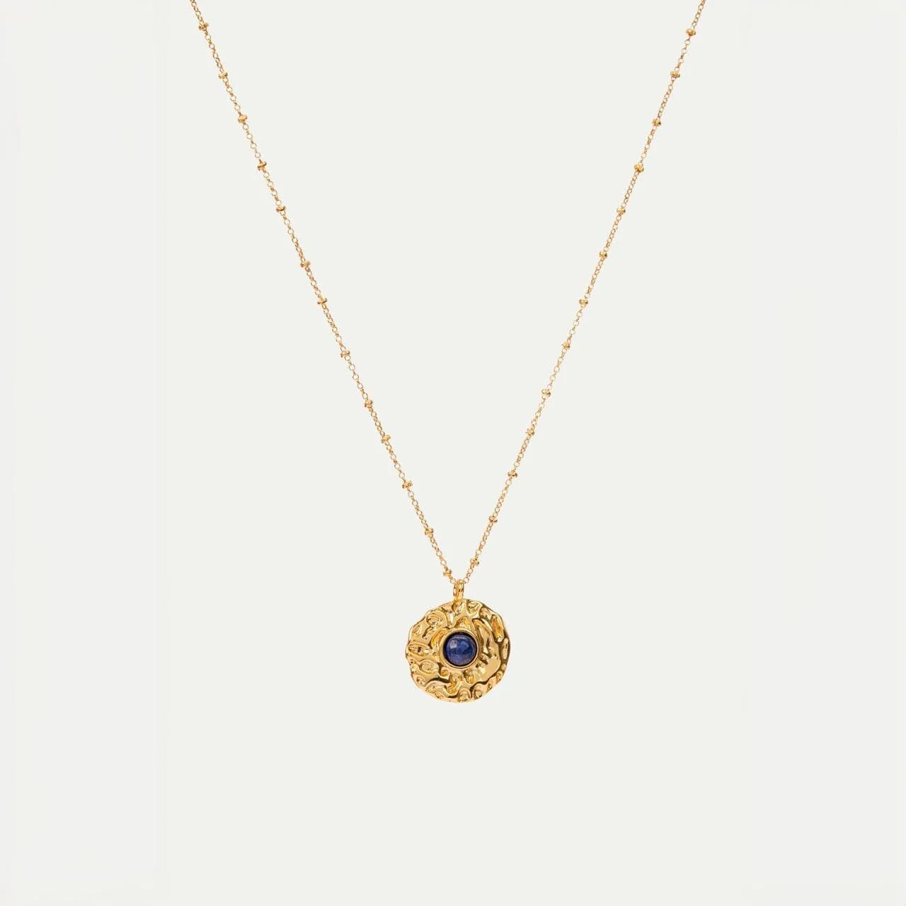 Navy Round Pendant Necklace