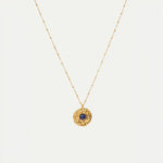 Navy Round Pendant Necklace