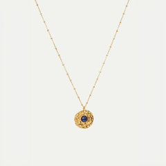 Navy Round Pendant Necklace