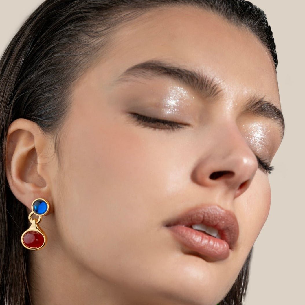 Scarlet And Navy Vintage Danggled Earring