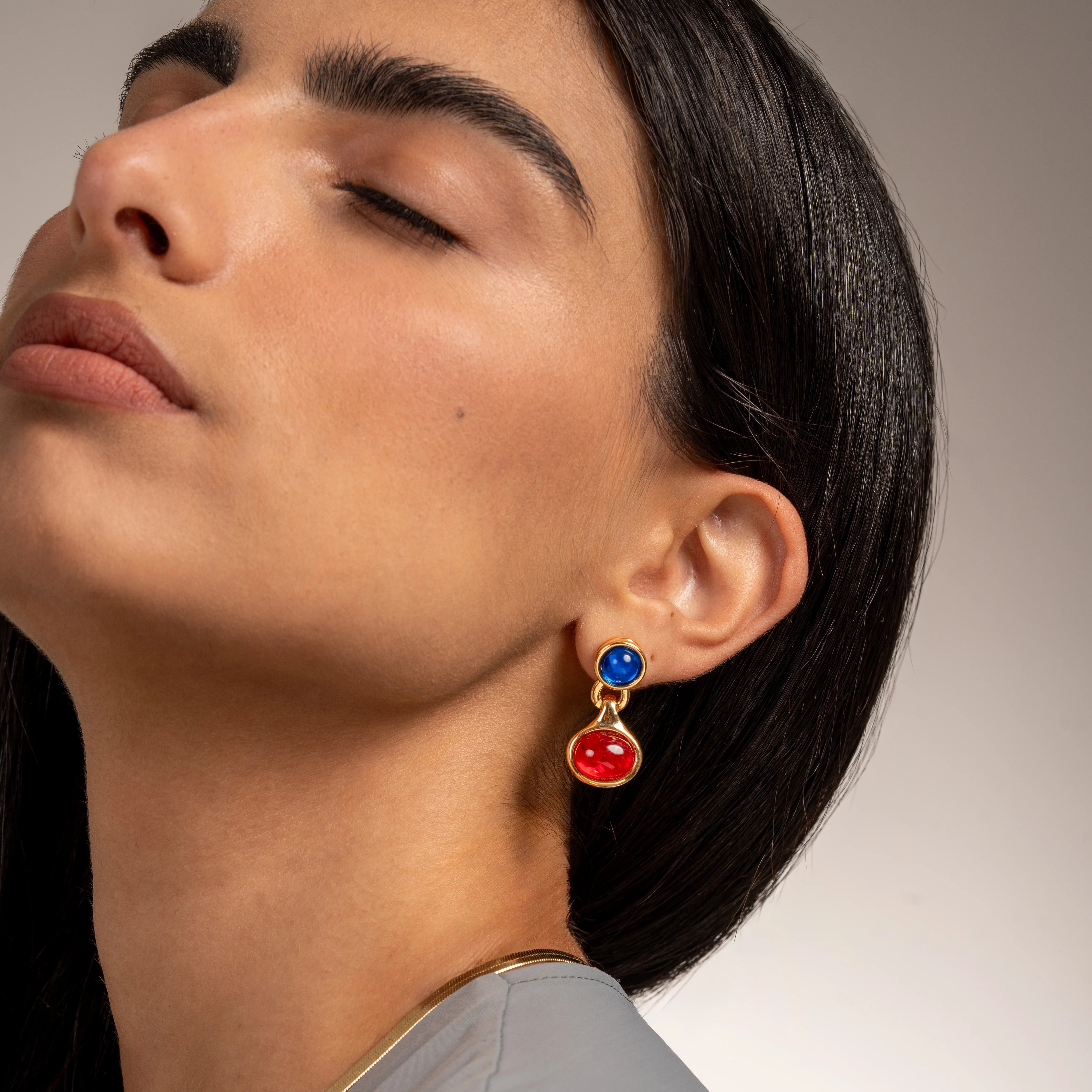 Scarlet And Navy Vintage Danggled Earring