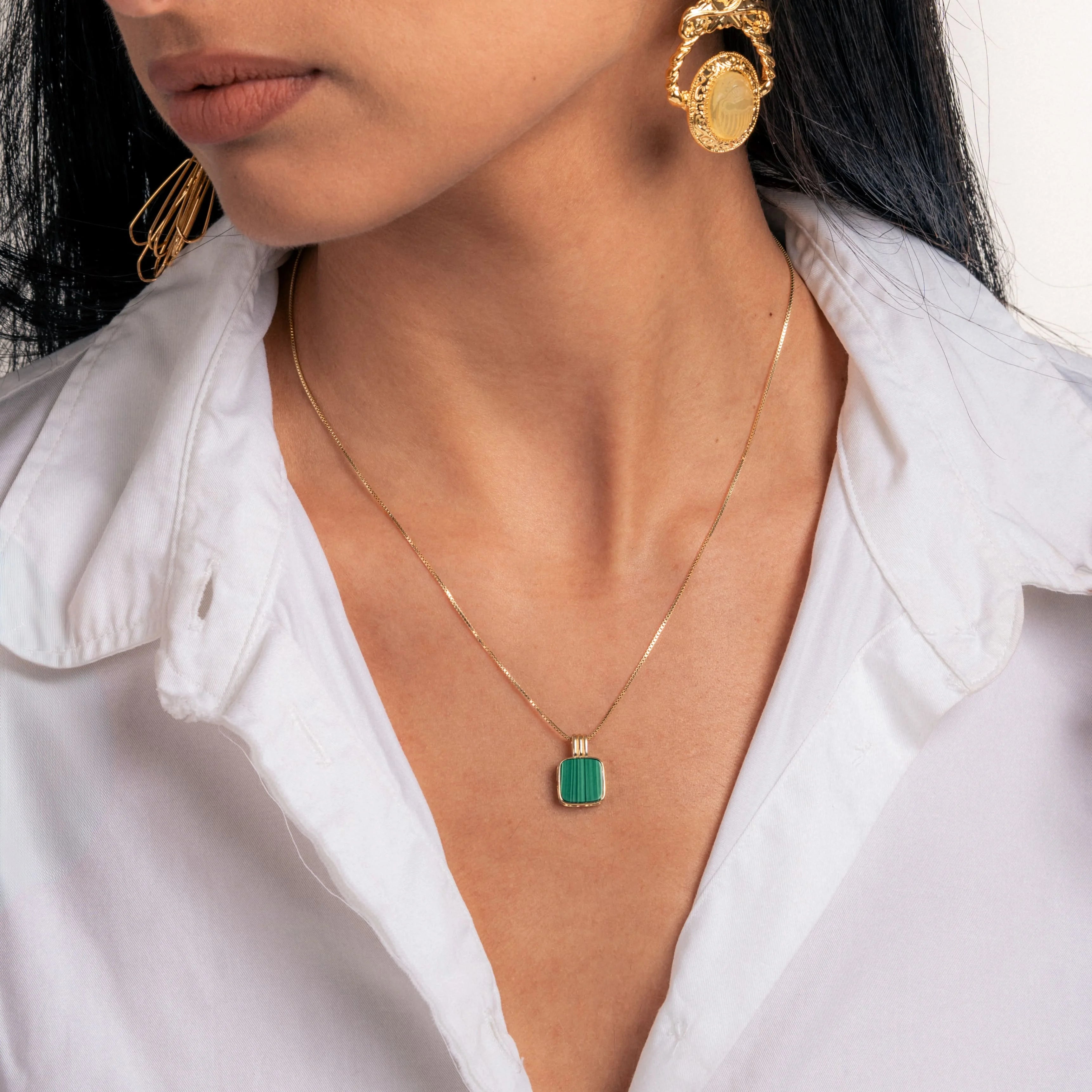 Square Malachite Necklace