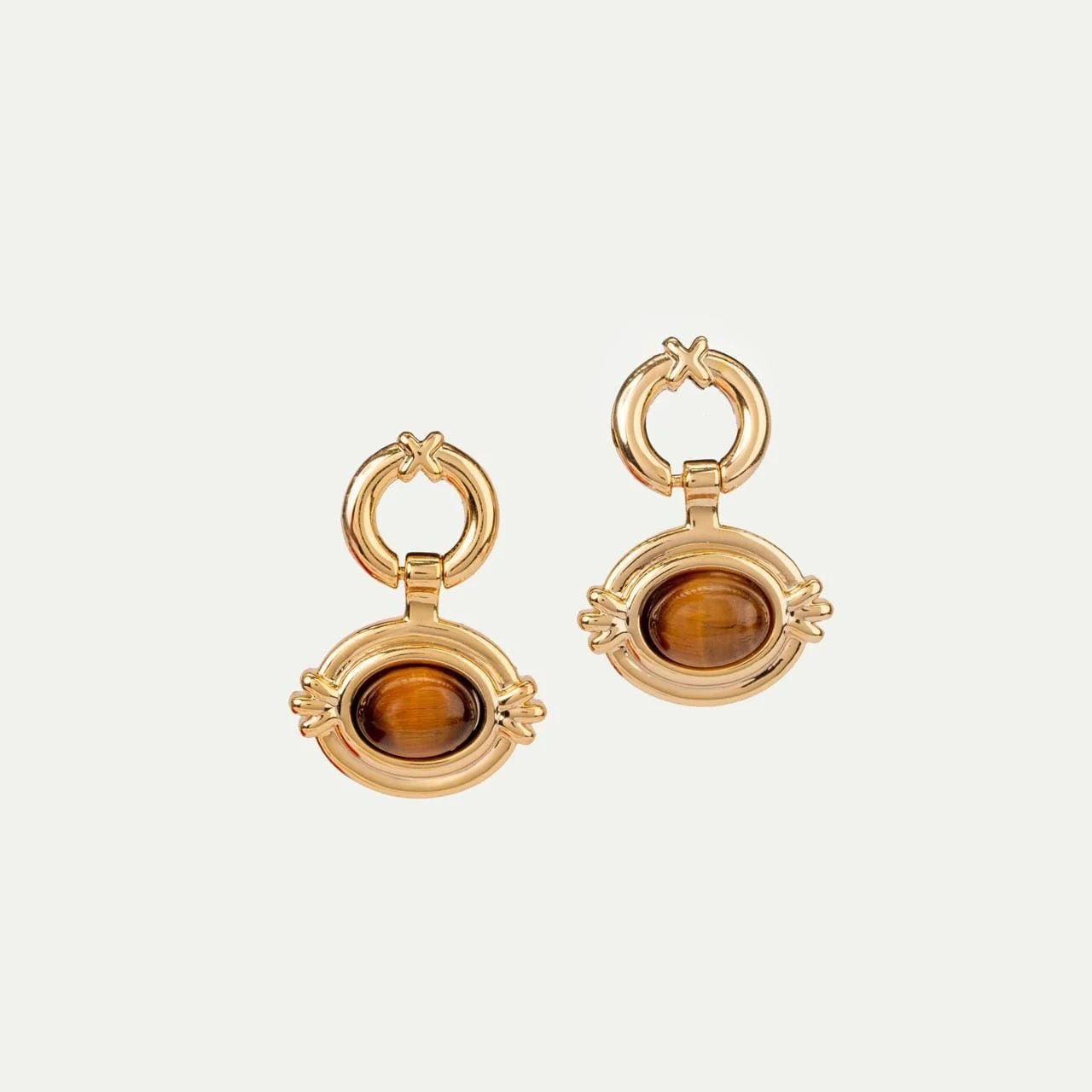 Tiger Eye Oval Drop Earring